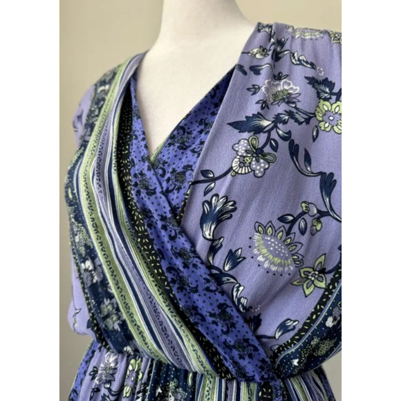 ASTR the Label Dress sz XS Purple Midi Floral Hi Lo Wrap Fairy Sleeveless - Picture 5 of 7
